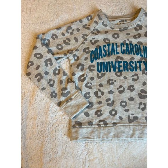 League Brand Coastal Carolina University Leopard Lightweight Pullover, Sz S - Picture 2 of 6